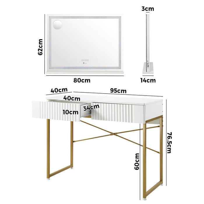 Dressing Table Bluetooth Makeup Mirror 80X62Cm Crystal Vanity Mirrors