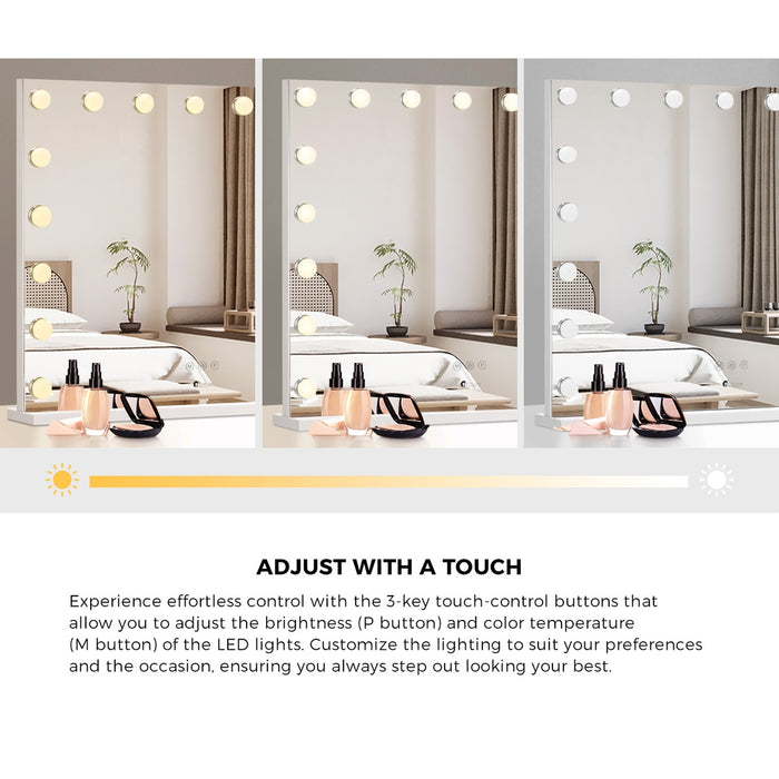 Dressing Table Led Makeup Mirror 2 Drawers Vanity Desk White