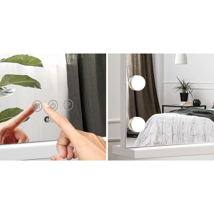 Dressing Table Led Makeup Mirror 2 Drawers Vanity Desk White