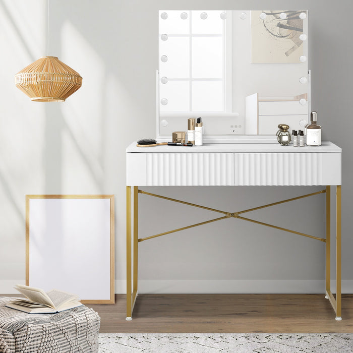 Dressing Table Bluetooth Hollywood Rotatable Makeup Mirror Vanity Desk