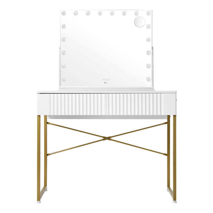 Dressing Table Bluetooth Hollywood Rotatable Makeup Mirror Vanity Desk