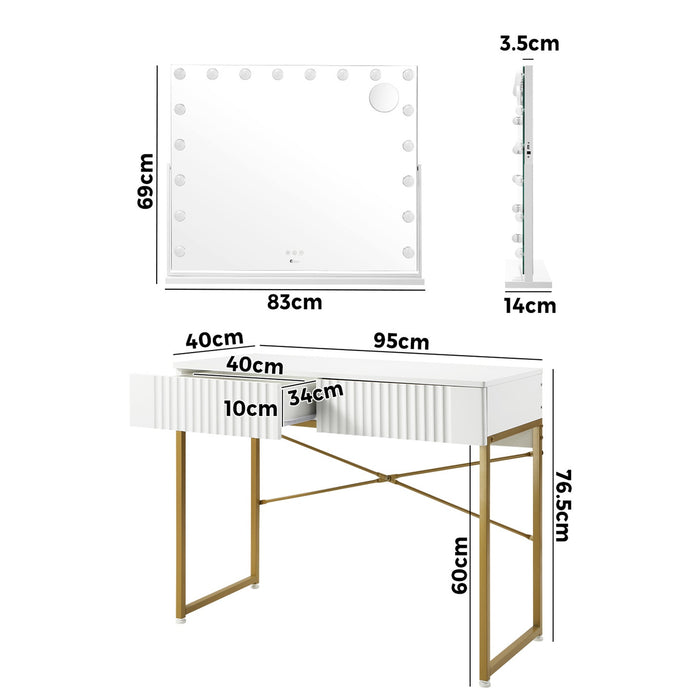 Dressing Table Bluetooth Hollywood Rotatable Makeup Mirror Vanity Desk