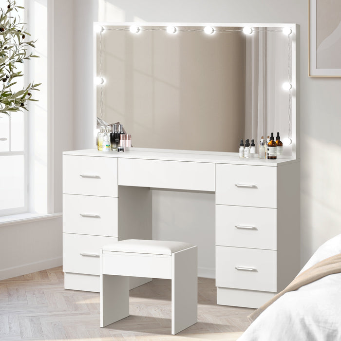 Dressing Table Large Makeup Mirror Vanity Desk 10 Led Bulbs White