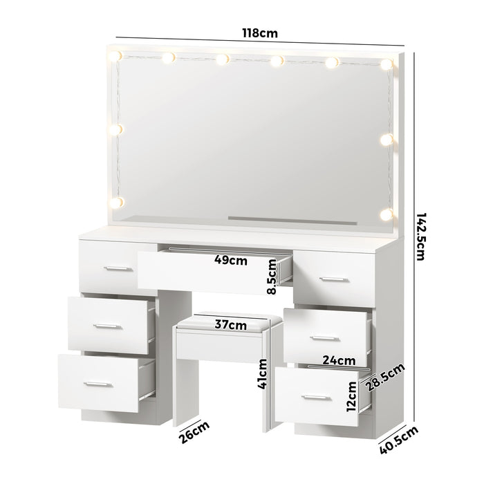 Dressing Table Large Makeup Mirror Vanity Desk 10 Led Bulbs White