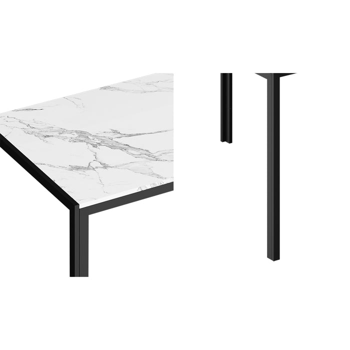 120Cm Dining Table Rectangular Kitchen Table With Metal Leg White & Black