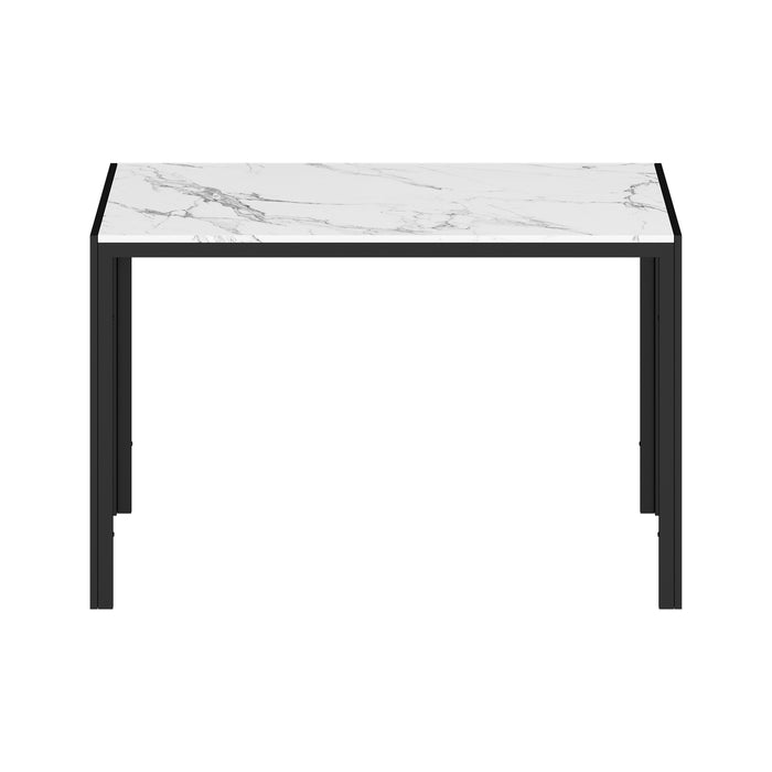 120Cm Dining Table Rectangular Kitchen Table With Metal Leg White & Black