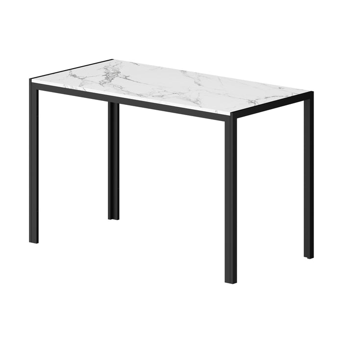 120Cm Dining Table Rectangular Kitchen Table With Metal Leg White & Black