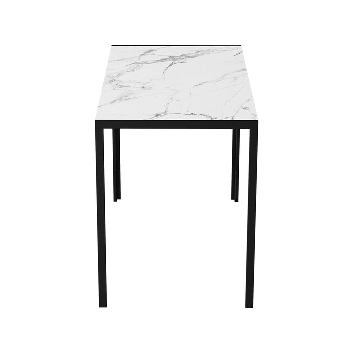 120Cm Dining Table Rectangular Kitchen Table With Metal Leg White & Black