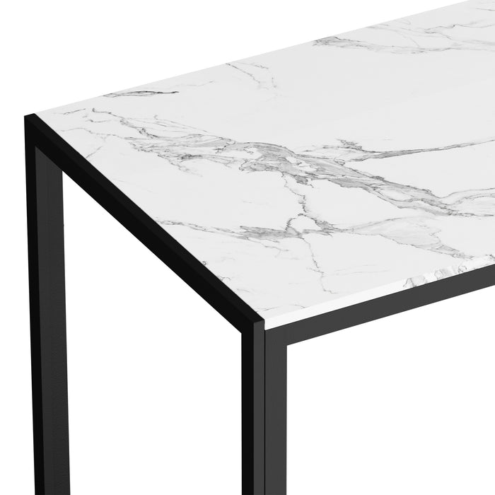 120Cm Dining Table Rectangular Kitchen Table With Metal Leg White & Black