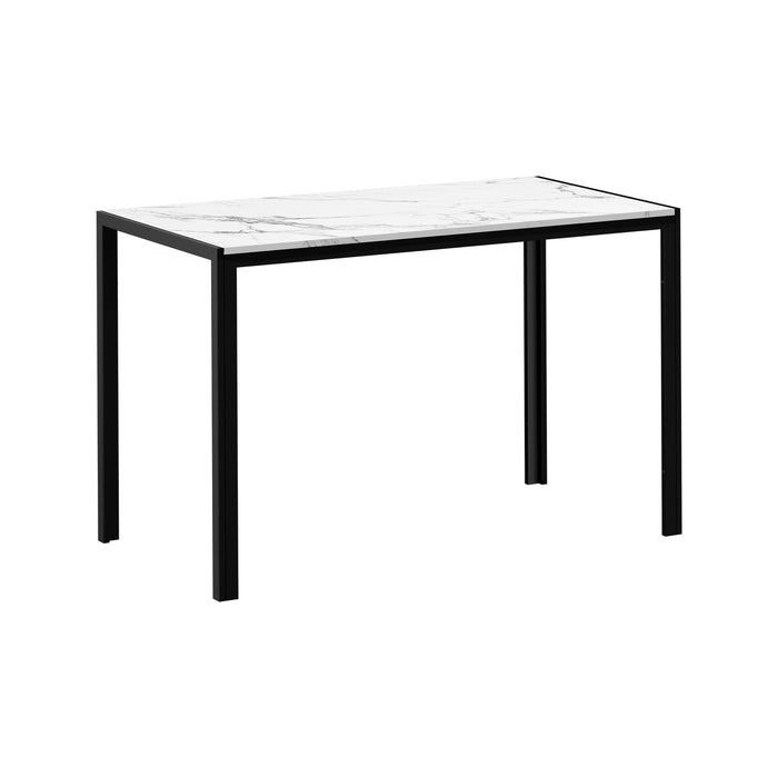 120Cm Dining Table Rectangular Kitchen Table With Metal Leg White & Black