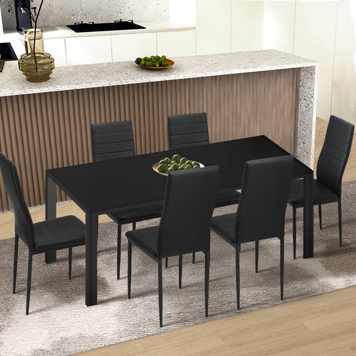 140Cm Dining Table Rectangular Kitchen Table With Metal Leg Black
