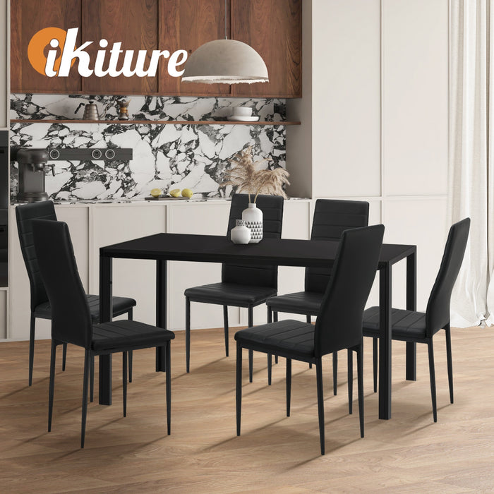 140Cm Dining Table Rectangular Kitchen Table With Metal Leg Black