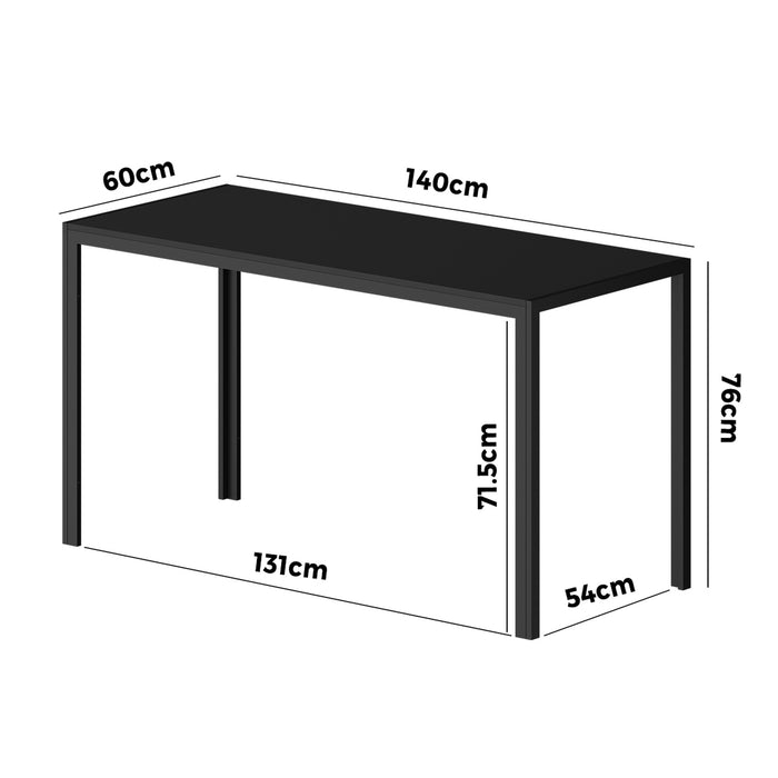140Cm Dining Table Rectangular Kitchen Table With Metal Leg Black