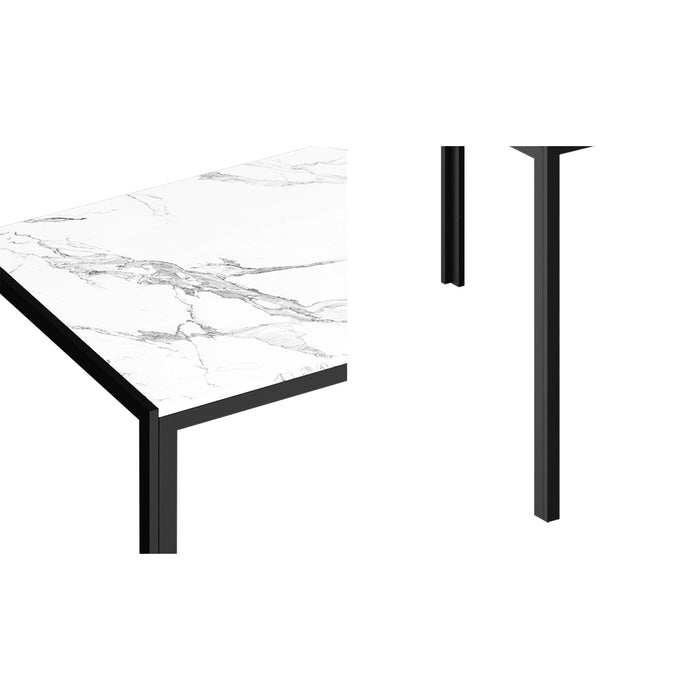 140Cm Dining Table Rectangular Kitchen Table With Metal Leg White&Black