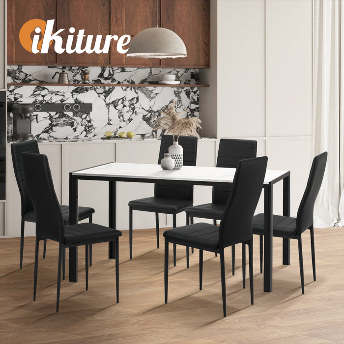 140Cm Dining Table Rectangular Kitchen Table With Metal Leg White&Black