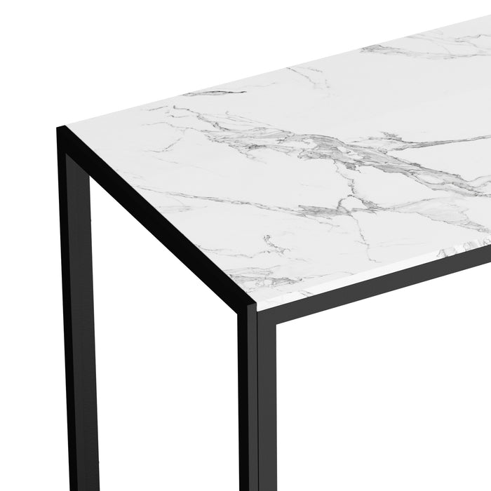 140Cm Dining Table Rectangular Kitchen Table With Metal Leg White&Black