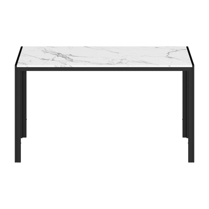 140Cm Dining Table Rectangular Kitchen Table With Metal Leg White&Black