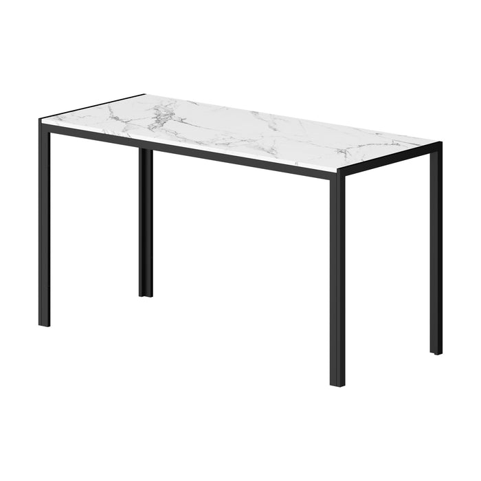 140Cm Dining Table Rectangular Kitchen Table With Metal Leg White&Black