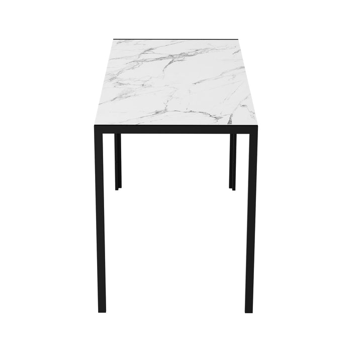 140Cm Dining Table Rectangular Kitchen Table With Metal Leg White&Black