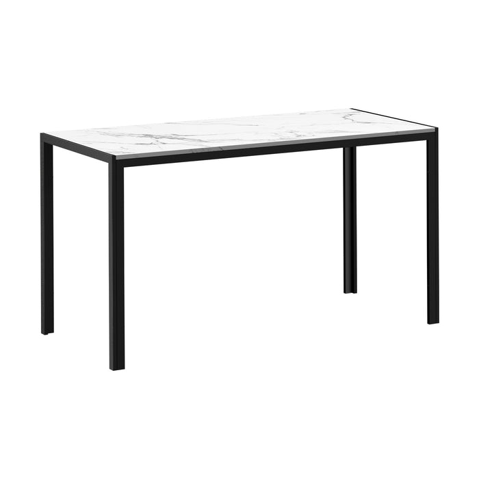 140Cm Dining Table Rectangular Kitchen Table With Metal Leg White&Black