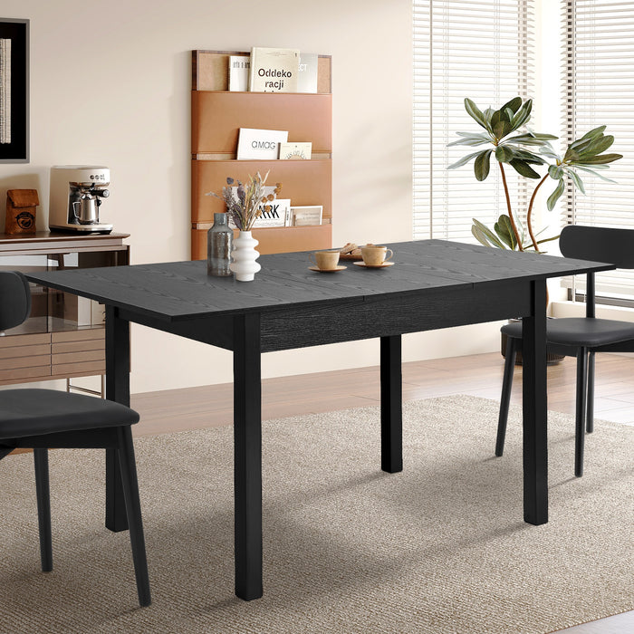160Cm Extendable Dining Table Wooden Rectangular Kitchen Table Black