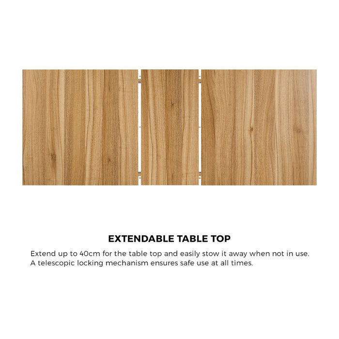 160Cm Extendable Dining Table Wooden Rectangular Kitchen Table Natural