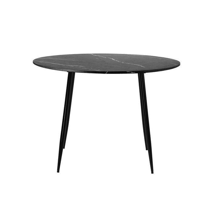 110Cm Dining Table Round Wooden Table With Marble Effect Metal Legs Gy