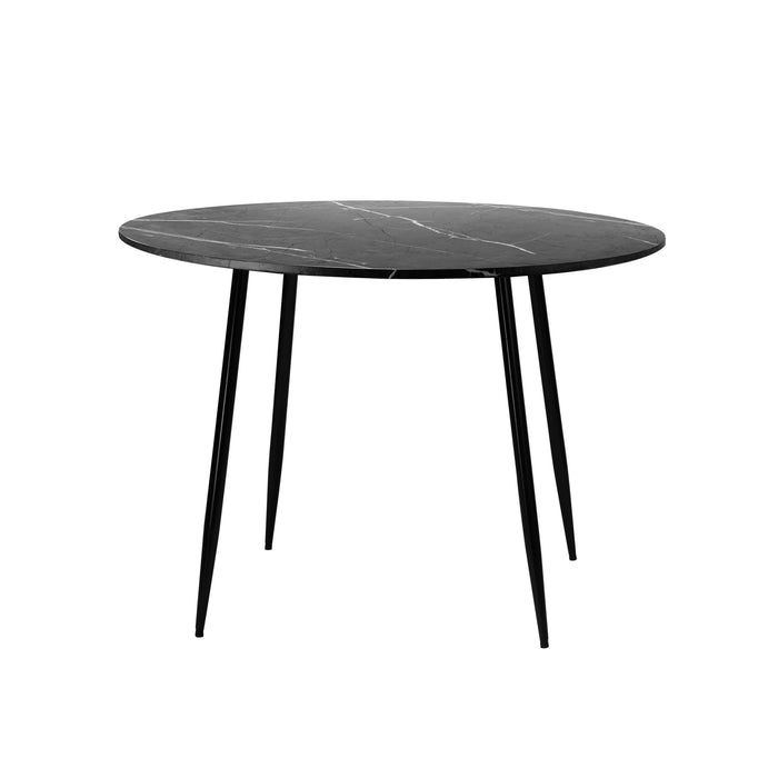 110Cm Dining Table Round Wooden Table With Marble Effect Metal Legs Gy