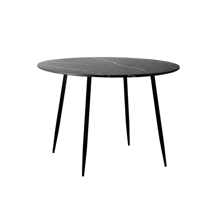 110Cm Dining Table Round Wooden Table With Marble Effect Metal Legs Gy