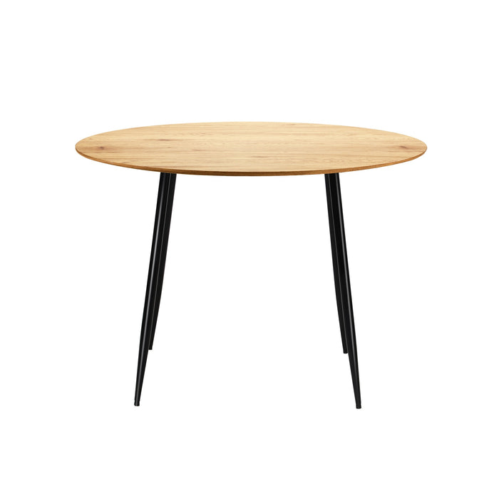 110Cm Dining Table Round Wooden Table With Metal Legs Wooden Black