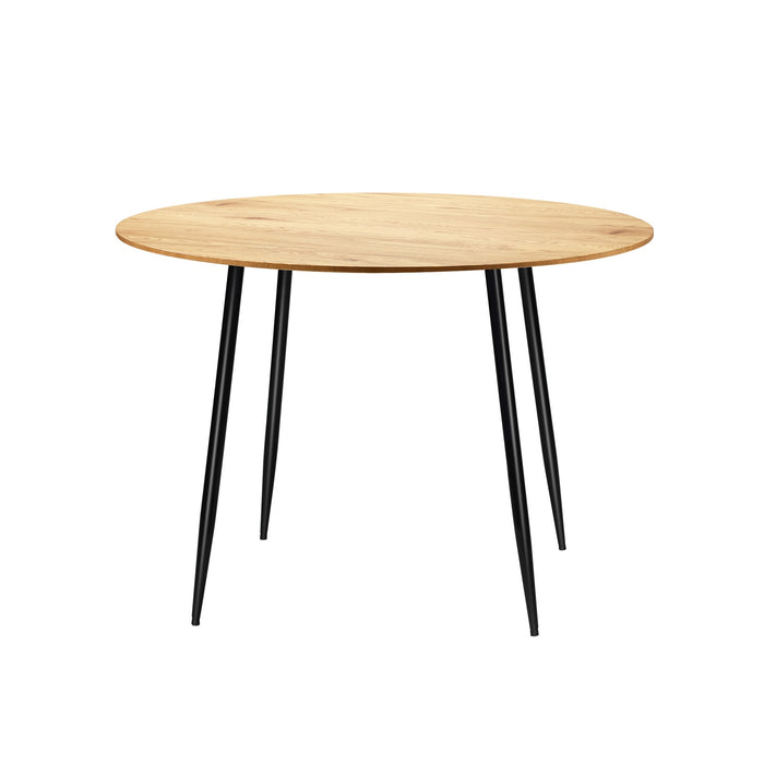 110Cm Dining Table Round Wooden Table With Metal Legs Wooden Black