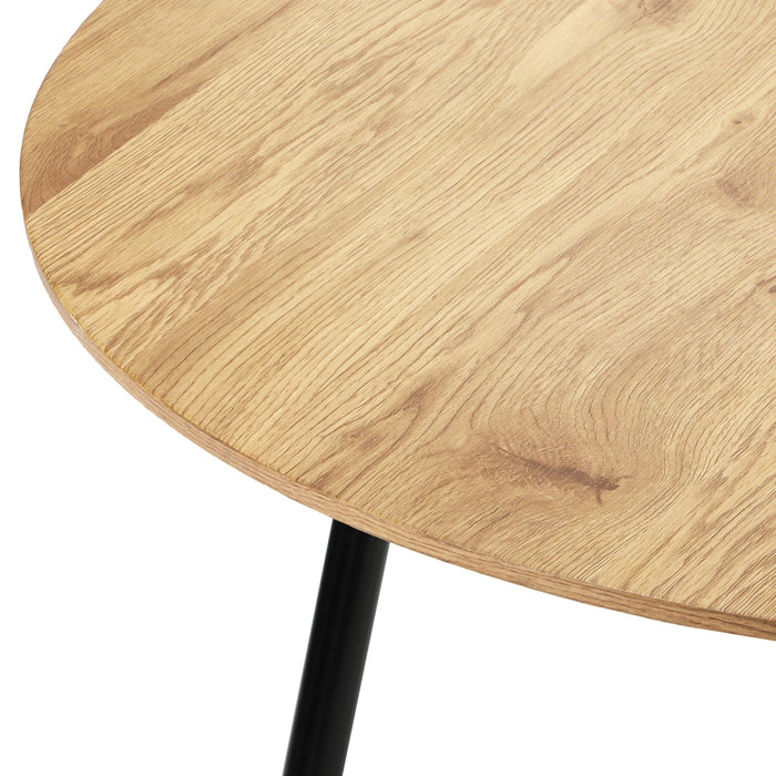 110Cm Dining Table Round Wooden Table With Metal Legs Wooden Black