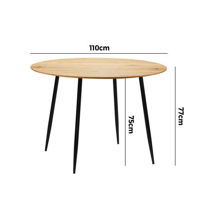 110Cm Dining Table Round Wooden Table With Metal Legs Wooden Black