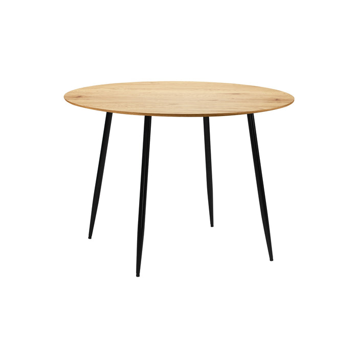 110Cm Dining Table Round Wooden Table With Metal Legs Wooden Black