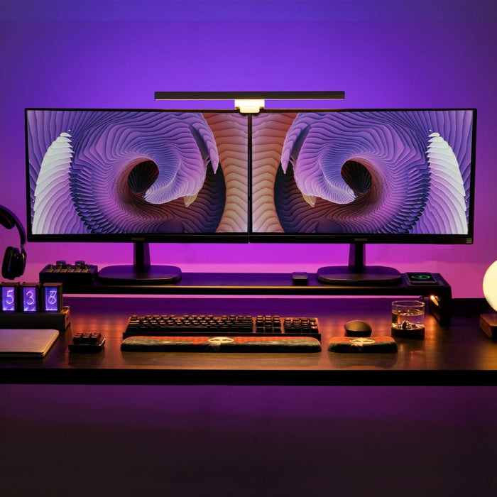 Dual Monitor Stand Aluminum Riser with Wireless Charging