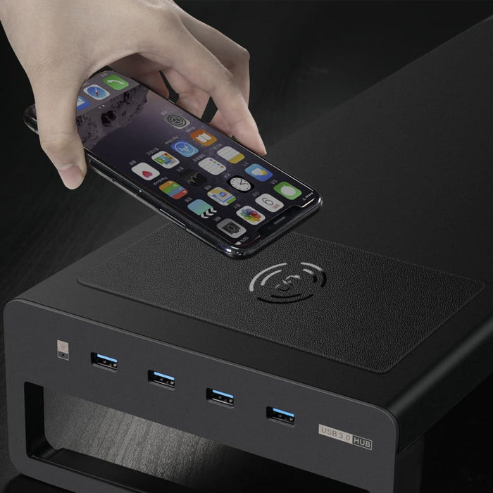 Dual Monitor Stand Aluminum Riser with Wireless Charging