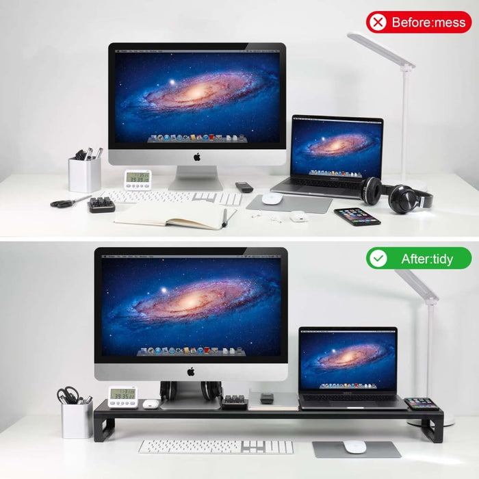 Dual Monitor Stand Holder Metal Riser with Wireless
