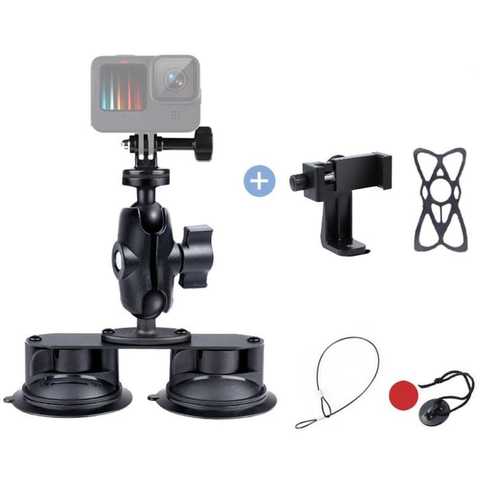 Dual Suction Cup Mount Holder With Tripod Adapter Screw