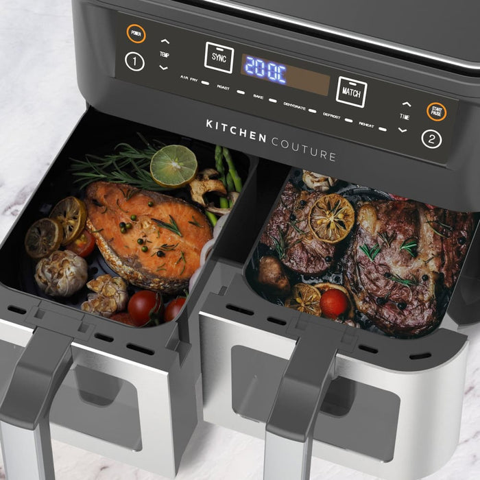 Dual View 2 x 5 Litre (10 Litre) Air Fryer Stainless Steel