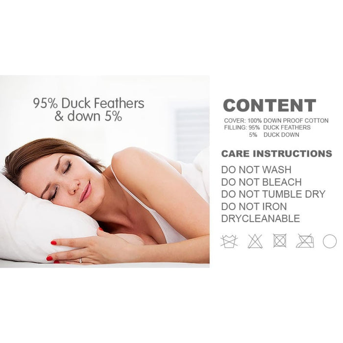 Duck Down Feather Pillow Twin Set - 1.3kg