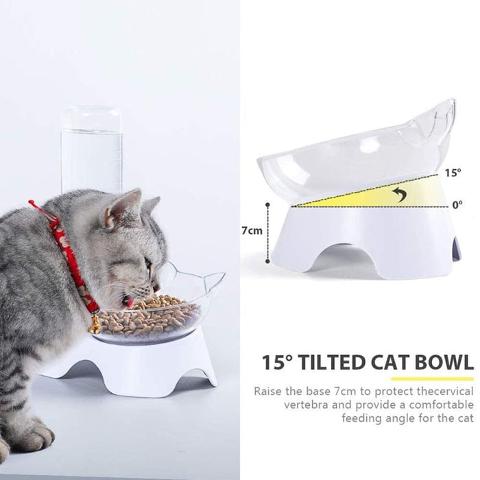 Durable 15°tilted Eco - friendly Double Water Food Kitten