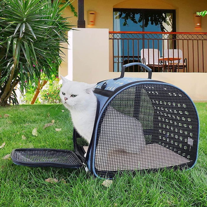 Durable Cat Carrier Ventilated Mesh Windows Shoulder Strap
