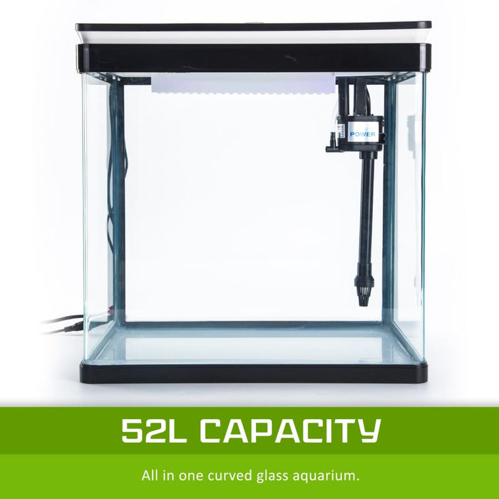 Dynamic Power Aquarium Fish Tank 52l Curved Glass Rgb Led