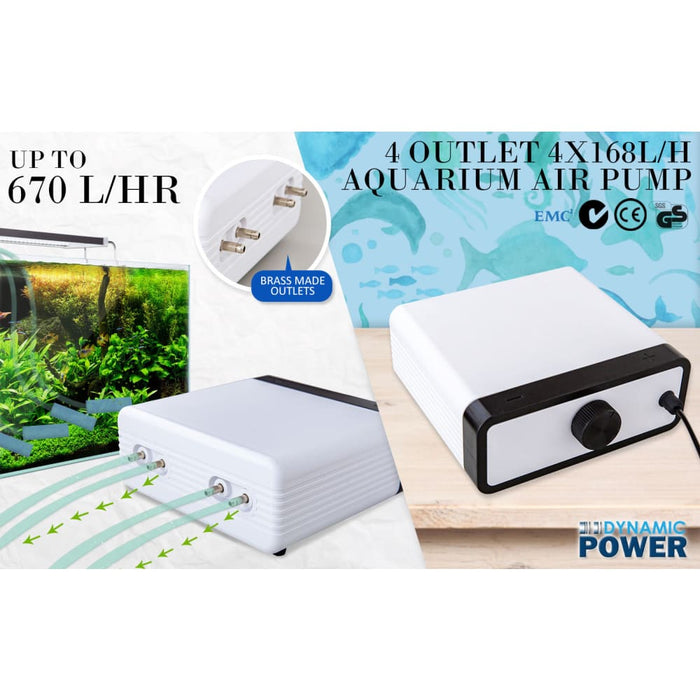 Dynamic Power White Aquarium Air Pump Oxygen Hydroponic 4