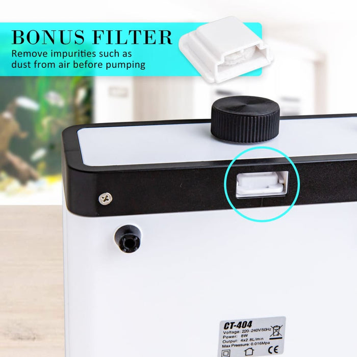 Dynamic Power White Aquarium Air Pump Oxygen Hydroponic 4