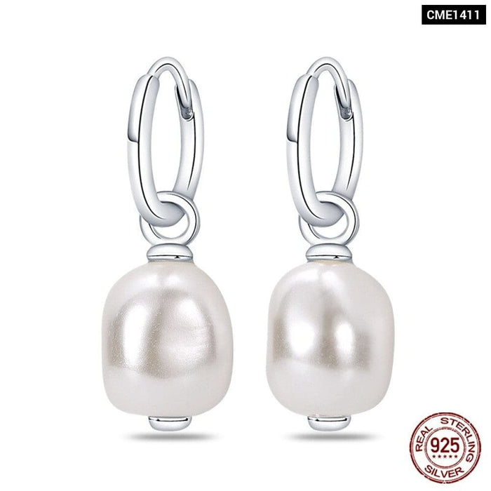 Earrings For Women Silver 925 Fashion Shell Pearl Cubic