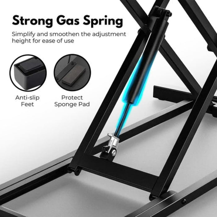 Ekkio Adjustable Standing Desk Riser With Gas Spring Black