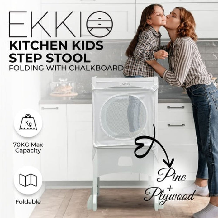 Ekkio Folding Kitchen Kids Step Stool With Chalkboard