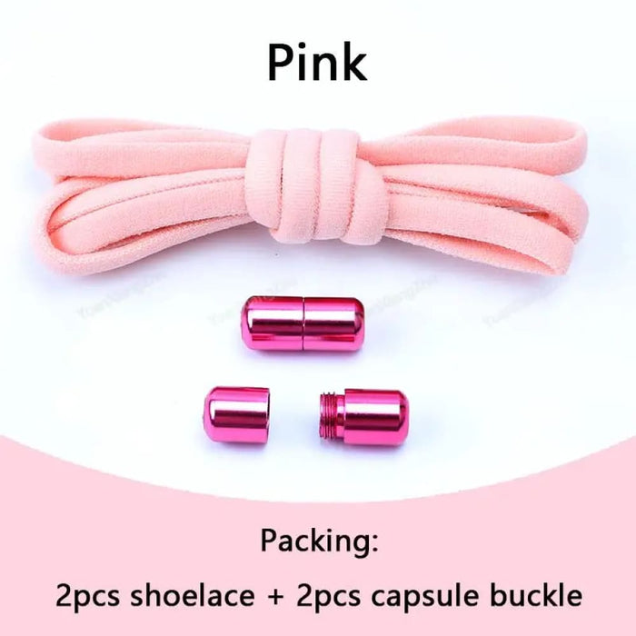 Elastic Laces Sneakers no Tie Shoe Round Quick for Kids &