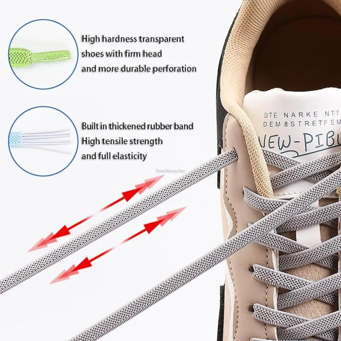 No Tie Elastic Sneakers Flat Shoe Laces for Kids & Adults